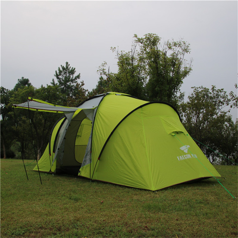 High Quality Double Layer Family Camping outdoor waterproof tent Two Bedrooms One Living room For 3-4 Season