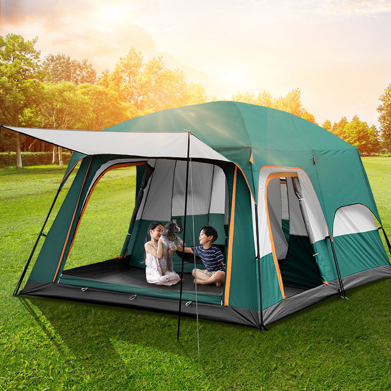 Customized oversized two bedroom outdoor camping tent for 8 people, waterproof outdoor family, luxurious large camping tent