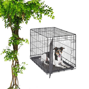 Yollen Wholesale 36 inches foldable sturdy indoor outdoor black metal  house dog kennels crate pet cage for large dog