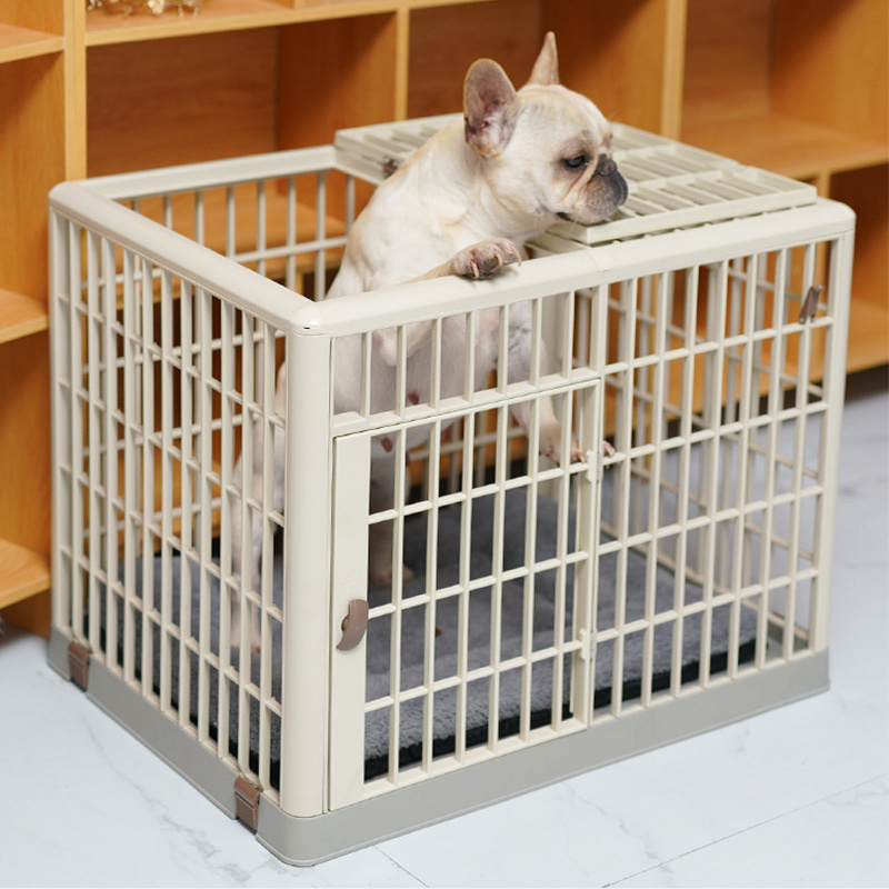 Home Small Skylight Pet Kennel Movable Universal Wheel Kennel Resin Lock Buckle Then Install Plastic Kennel