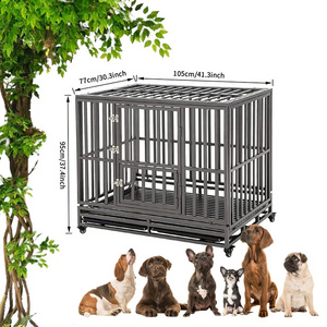 Wholesale 46 inches easy install sturdy indoor outdoor black metal heavy duty house dog kennels crate pet cage for large dog