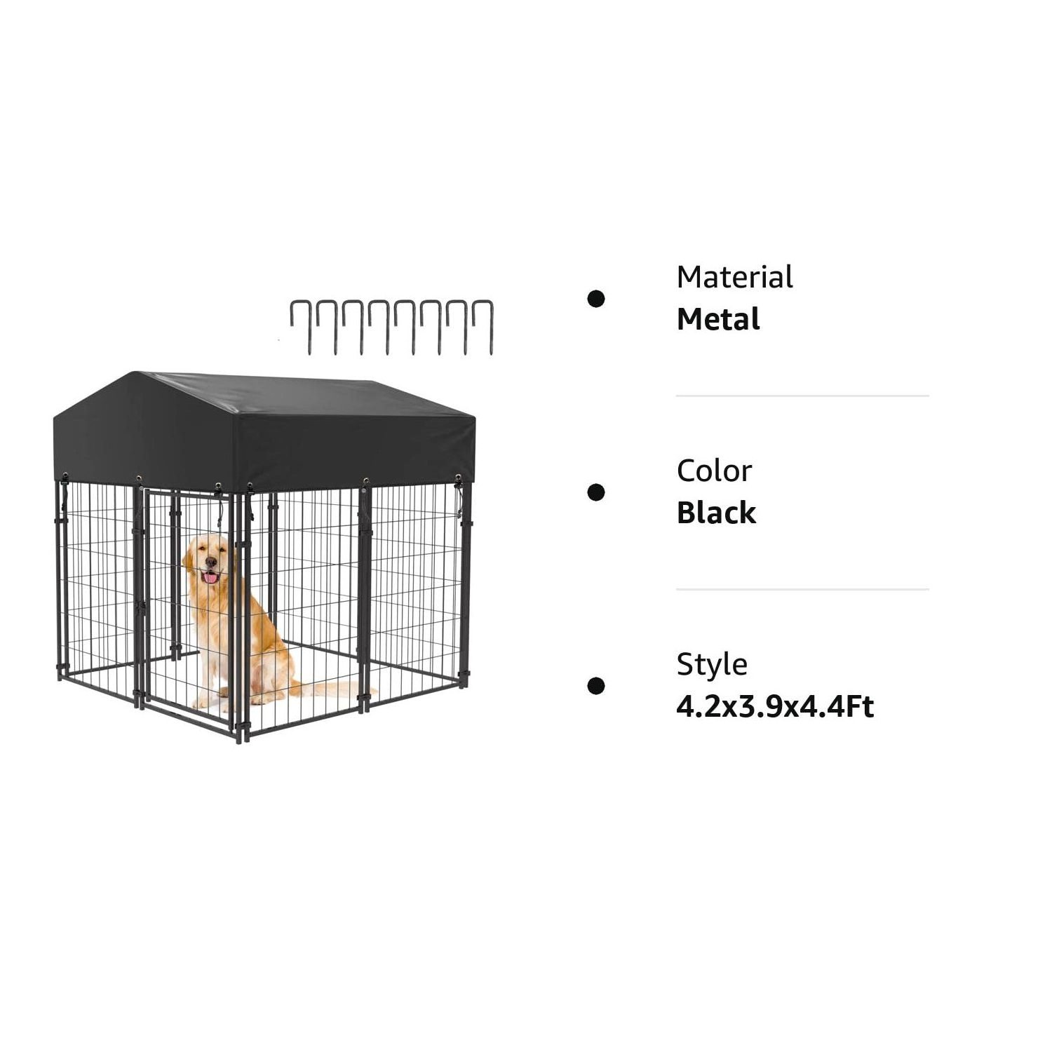 Outdoor Puppy Inside Play Pen Panels Stakes Waterproof UV Protection Roof Pet Black High Metal Large Heavy Duty Dog Kennel Cage