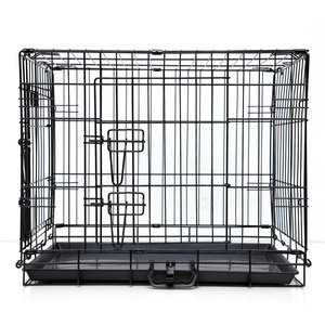 2022 NEW Double Door Metal Collapsible Dog Crate Indoor Portable Dog Kennel Large Black Easy Assemble Dog Living Cage