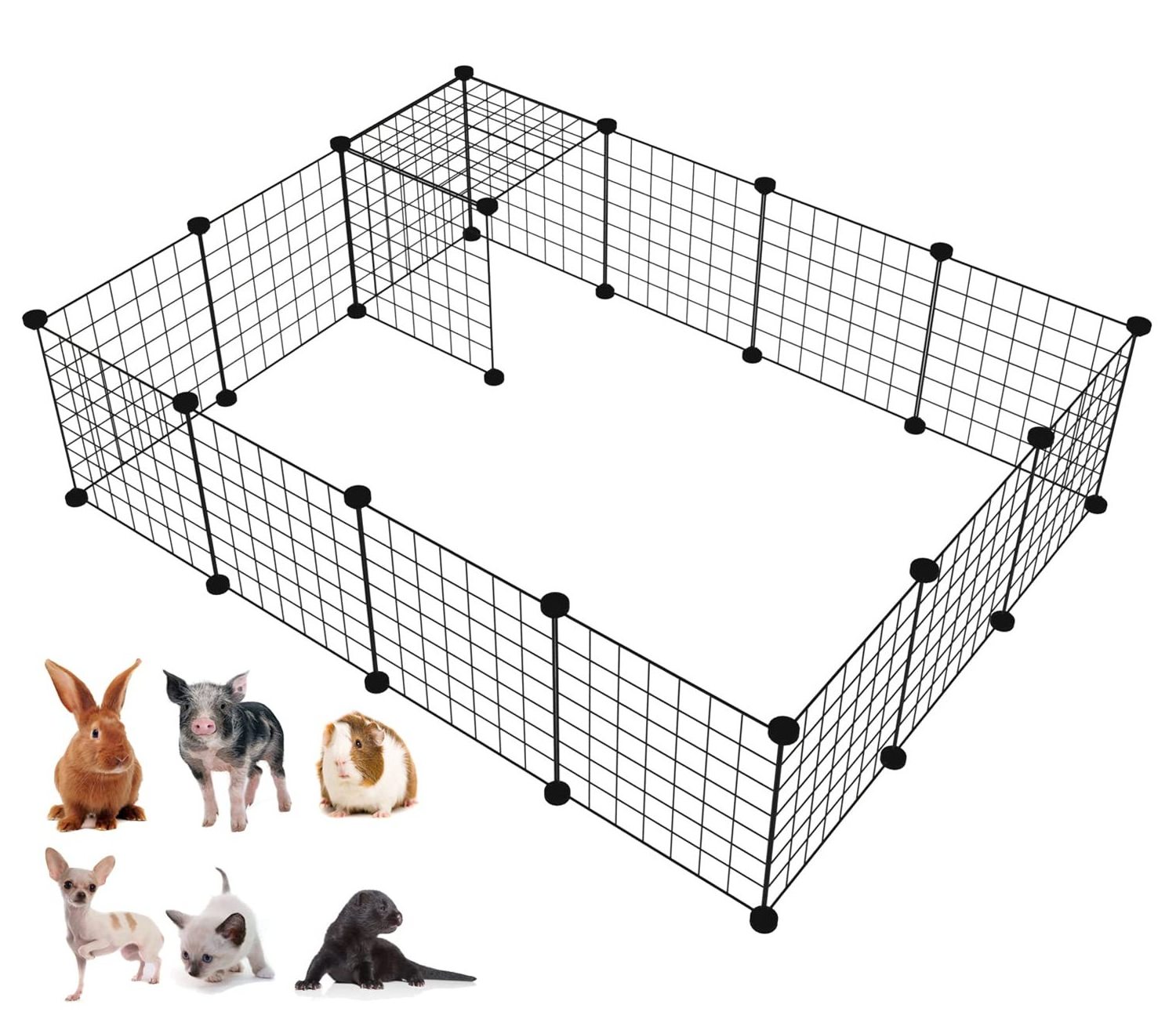 Factory Premium Low Price Wholesale DIY Foldable Pet Fence Cat Dog Training Convenient Black Metal Wire Pet Activity Fence