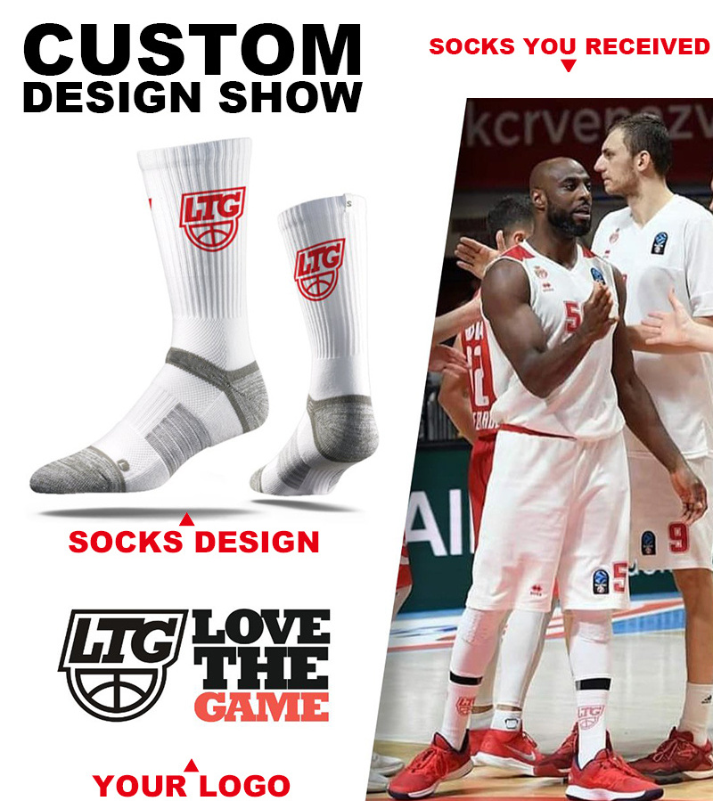 FREE DESIGN & MOCK-UP custom logo athletic sport socks custom logo mens basketball socks