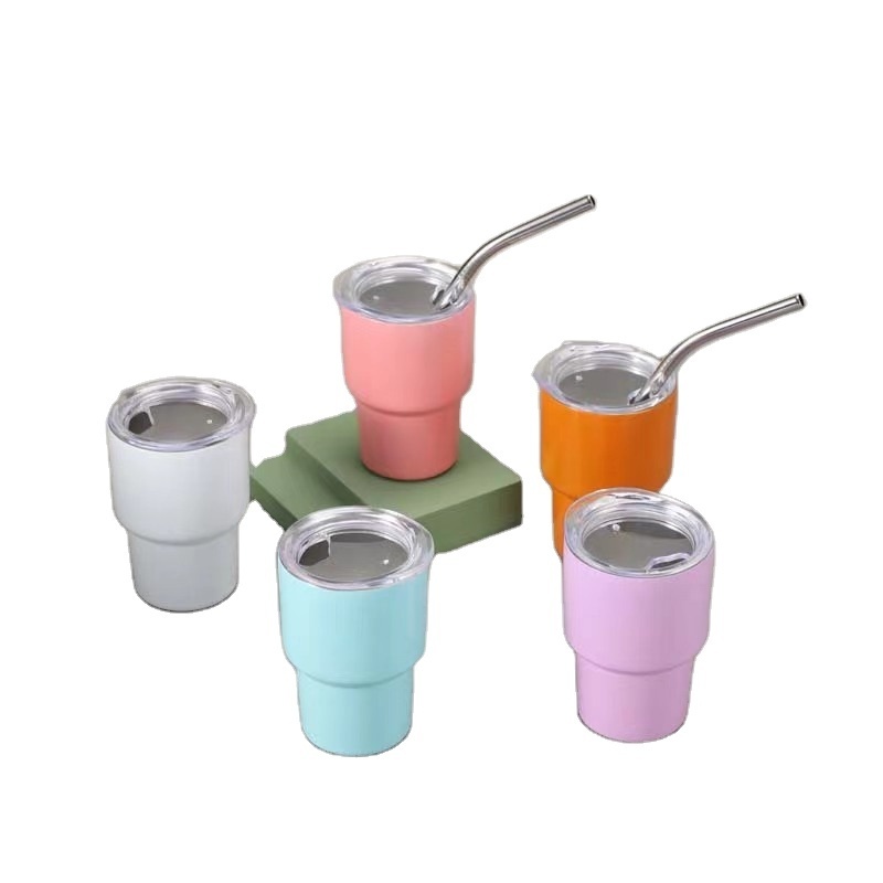 Hot 2 oz tumbler Tumbler Stainless steel espresso cup 2 oz mini metal tumbler with straw and lid