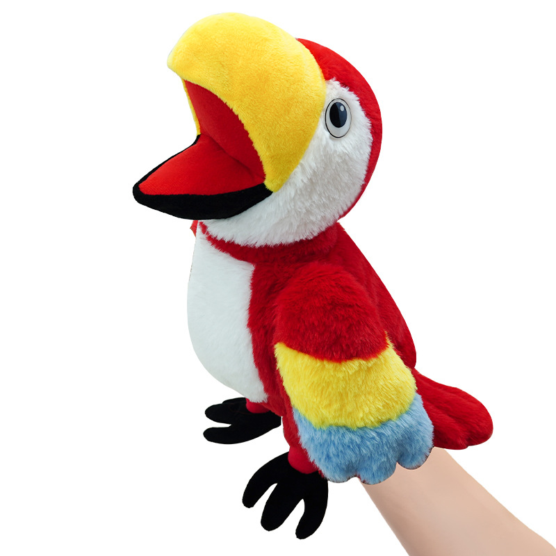 New arrival plush toys parrot hand puppet children's educational doll prop bird finger puppet wholesale