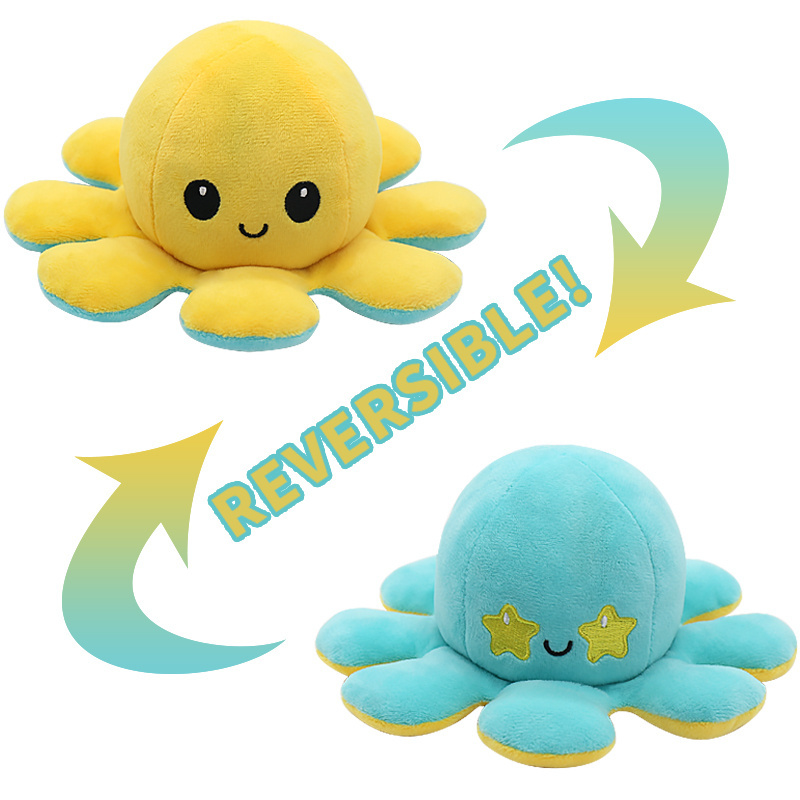 Hot Sale Reversible Felpa Peluches cat flip octopus cute animal double sided plush doll baby toy