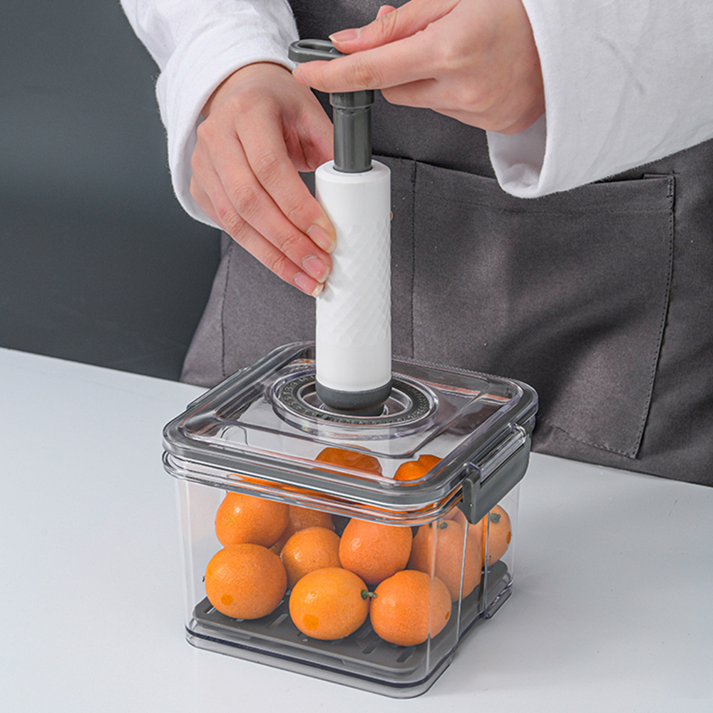 Kitchen Refrigerator Storage Box Airtight Plastic Vacuum Food Storage Container With Airtight Lock Lids