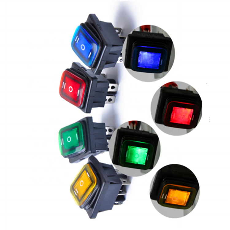 Waterproof 6 Pin 3 Positions Lighted Rocker Toggle Switch