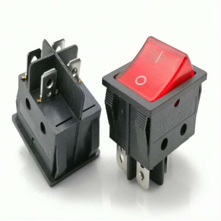 KCD4 16A ON OFF Double Pole 4 PIN Rocker Switch With 12V Light