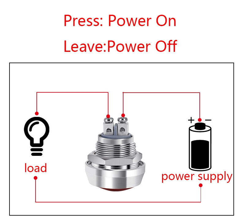 12mm Ball Round Head Reset Screw Feet Waterproof Metal Push Button Switch 3A 220V Car Auto Horn Door Bell Swtichs