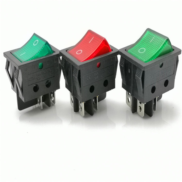 KCD4 16A ON OFF Double Pole 4 PIN Rocker Switch With 12V Light