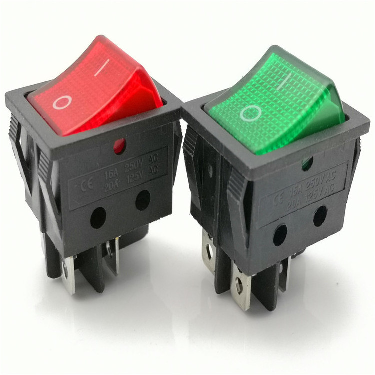 KCD4 16A ON OFF Double Pole 4 PIN Rocker Switch With 12V Light