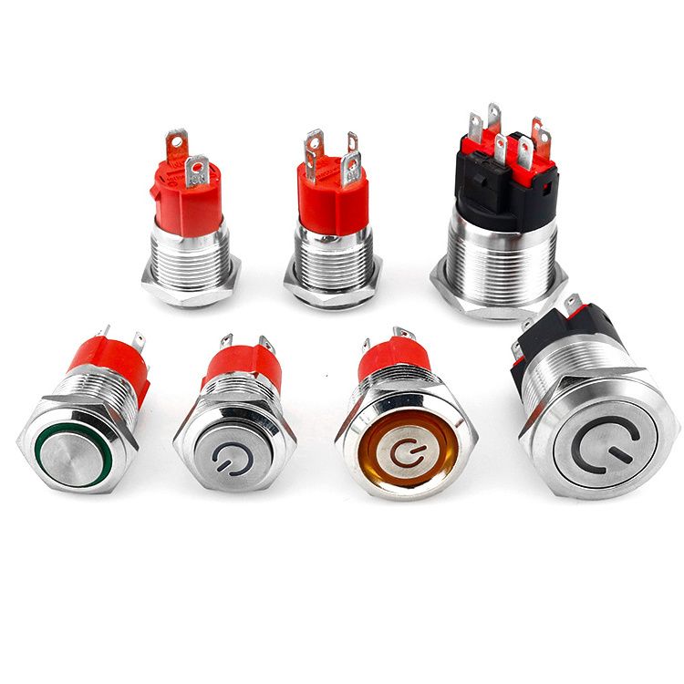 16mm 19mm 22mm High Current Push Button Switch Latching Momentary Illuminated Waterproof Buttons Switches