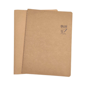 Eco-friendly custom logo kraft paper soft cover sewing exercise notebook A4  lined or grid printing