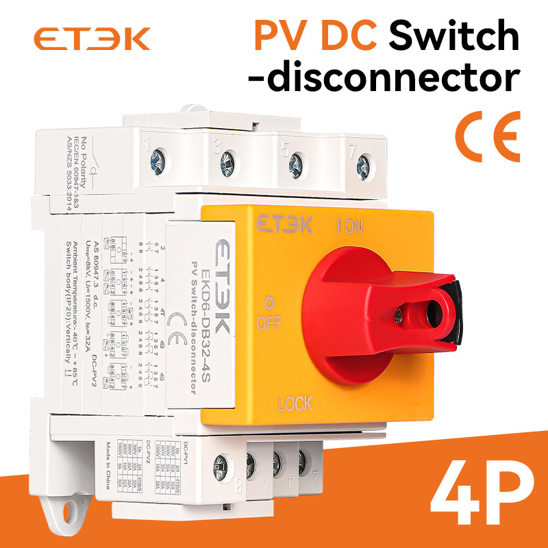 High Quality EKD6-DB32-4S 4P 32A 1000V Solar PV DC Isolator Switch Disconnector Top to Bottom Connection