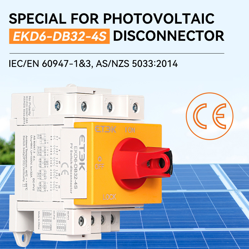 High Quality EKD6-DB32-4S 4P 32A 1000V Solar PV DC Isolator Switch Disconnector Top to Bottom Connection