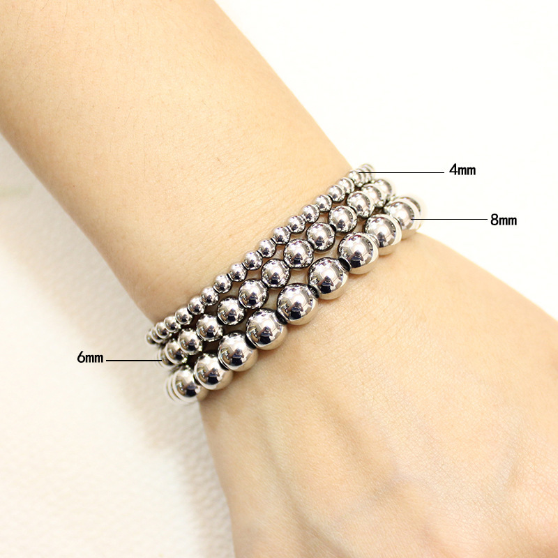 Wholesale Custom New Models Stretchy 18K Gold Plated Elastic Stainless Steel Bead Bracelets Gold Ball Beaded Bracelets For Women