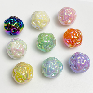 Bulk Assorted Hand Painted Loose Spacer Beads 12mm Round Plastic Beads Cotton Ball Pearl Beads For Jewelry Making