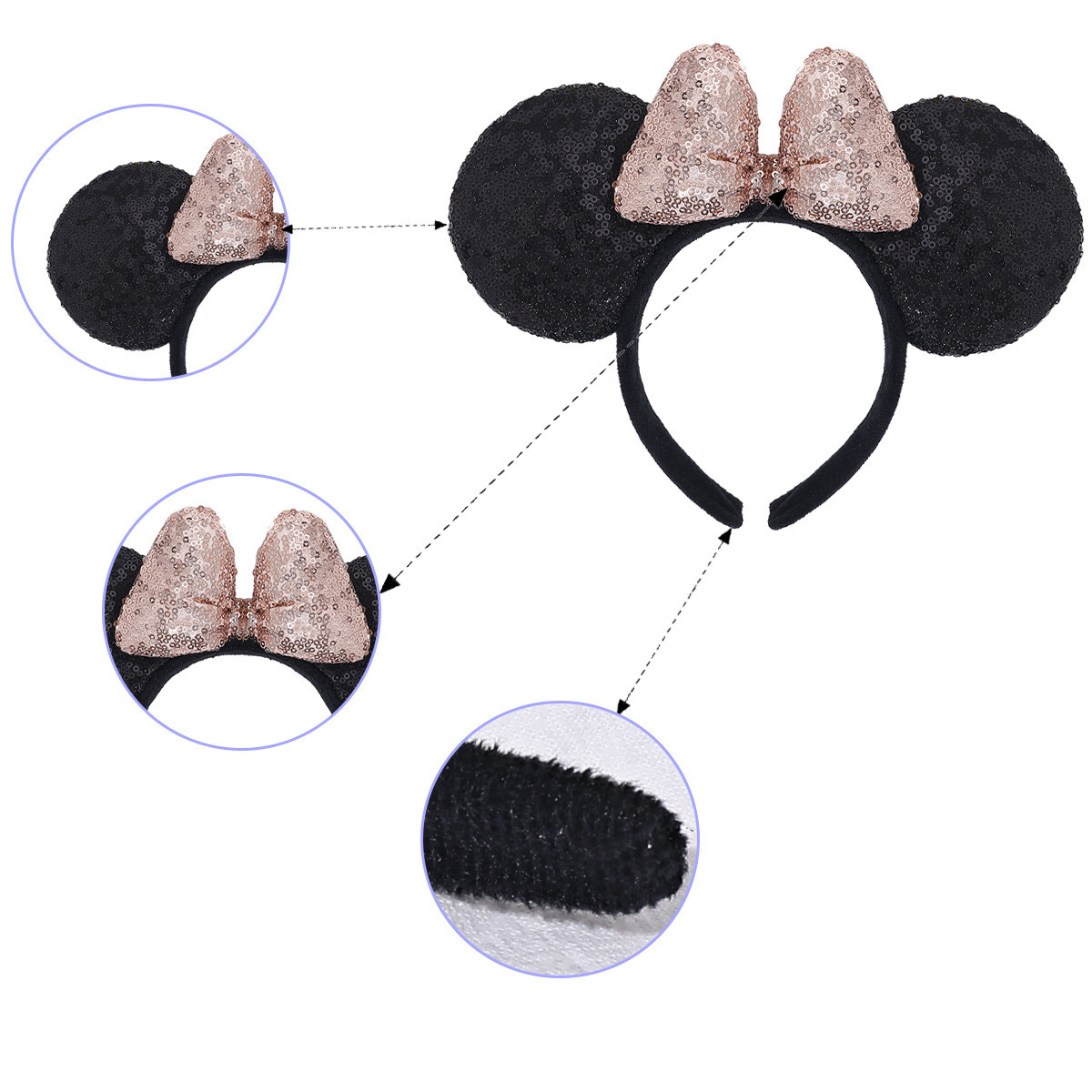 Factory Directly Full Sequins Cute Mouse Headband Sequined Bow Hair Accessories Children Mickey Ears Hairpin For Women Girls