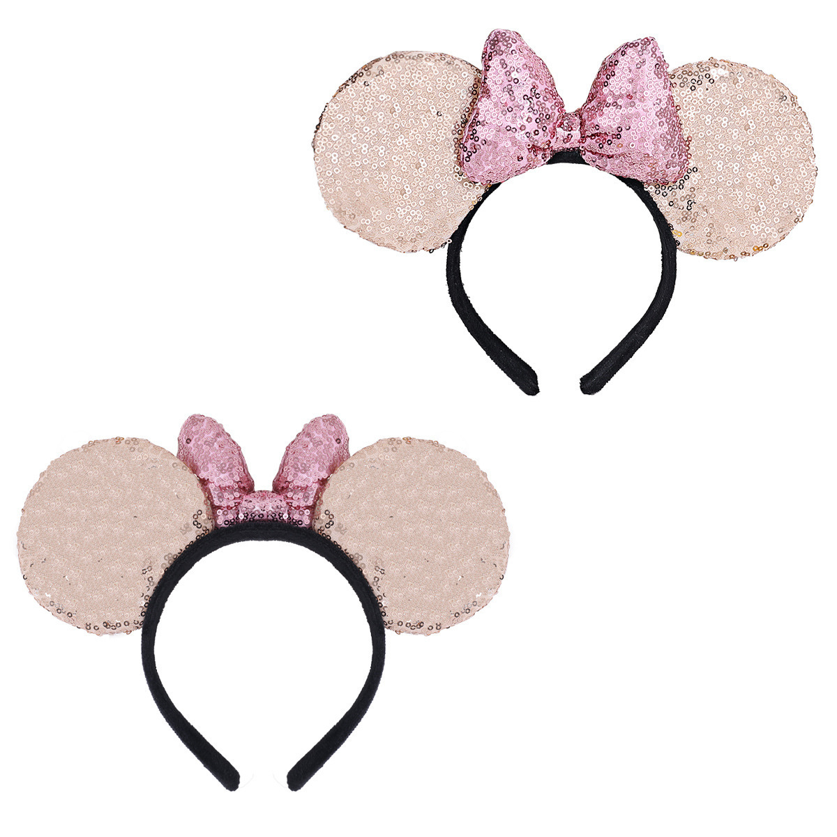 Factory Directly Full Sequins Cute Mouse Headband Sequined Bow Hair Accessories Children Mickey Ears Hairpin For Women Girls