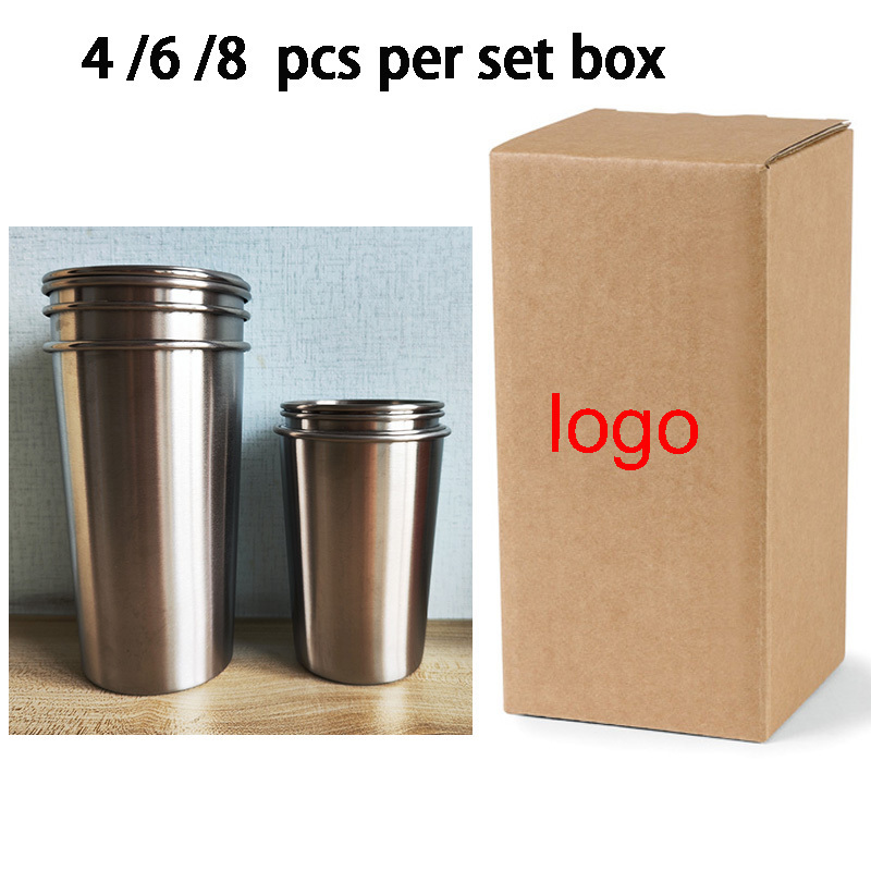 Collapsible Stainless Steel Metal Color Pint Cup For Drink Beer Cola Cups Custom Logo Pong 350ml 400ml 500ml 600ml Aluminium red