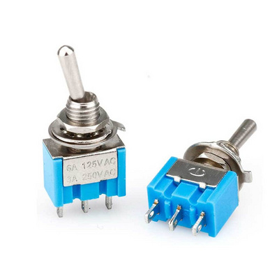 blue base MTS-103 6mm on-off-on 3pin 3position mini rocker toggle switch flat lever