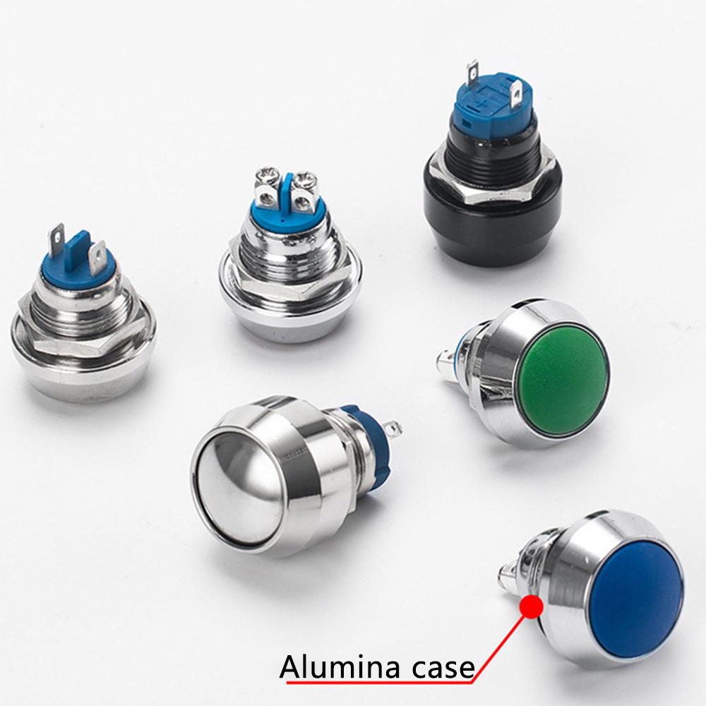 Silver Alloy Contact Nickel Plated Brass Waterproof IP65 Latching  12mm Ball Push Button Switch