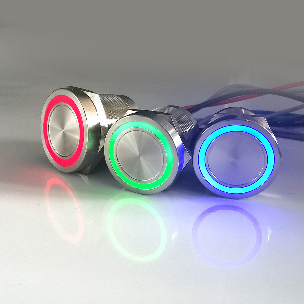 19mm 22mm 25mm rgb led illuminated pcb ip 68 boat spring lock stainless steel piezo push button switch