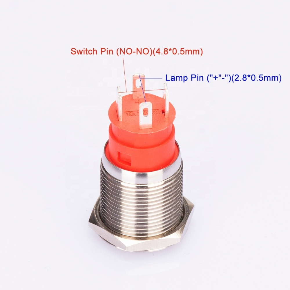 19mm 22mm 5V dual color illuminated push button switch 10amp 20amp  heavy duty 12 volt push button with led