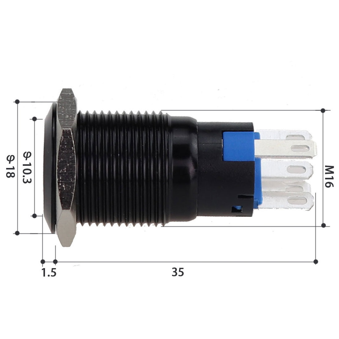 16mm push to start 5a 250v roller shutter garage led on-off power symbol White push button 12v lamp automotive switch