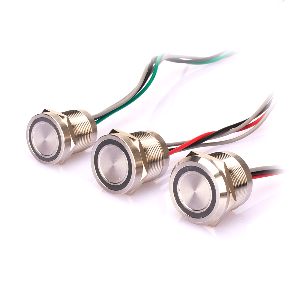 19mm 22mm 25mm rgb led illuminated pcb ip 68 boat spring lock stainless steel piezo push button switch