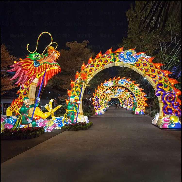 Chinese Outdoor Waterproof Hand Painted Festival Lanterns with Led Flower Lanterns Show Art