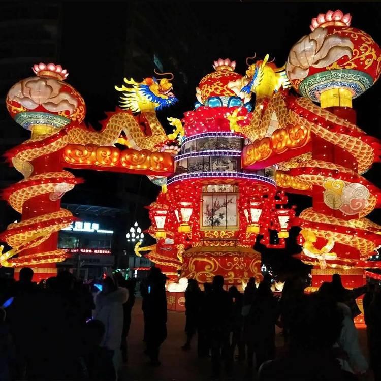 Chinese Outdoor Waterproof Hand Painted Festival Lanterns with Led Flower Lanterns Show Art