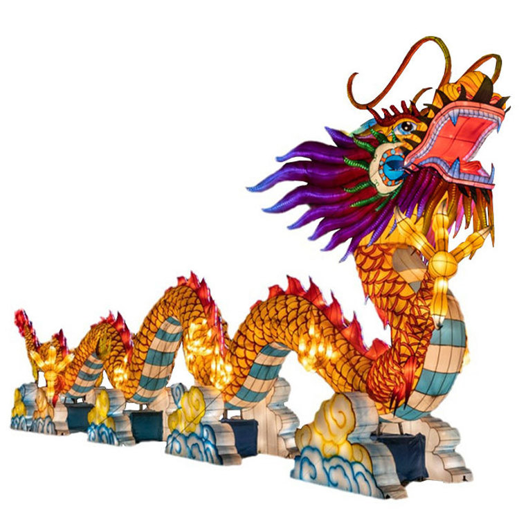 red traditional chinese silk dragon lantern show colorful lantern for spring festival