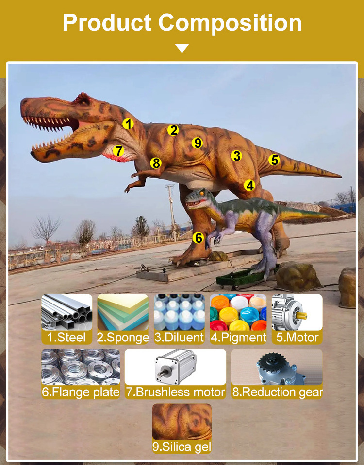 high quality life size amusement park decor dinosaur 3d display animatronic dinosaur model for theme park