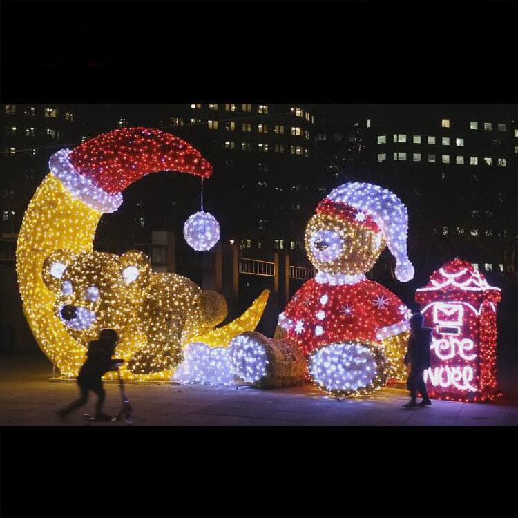 christmas light motif decorations outdoor street polar bear motif lights decoration