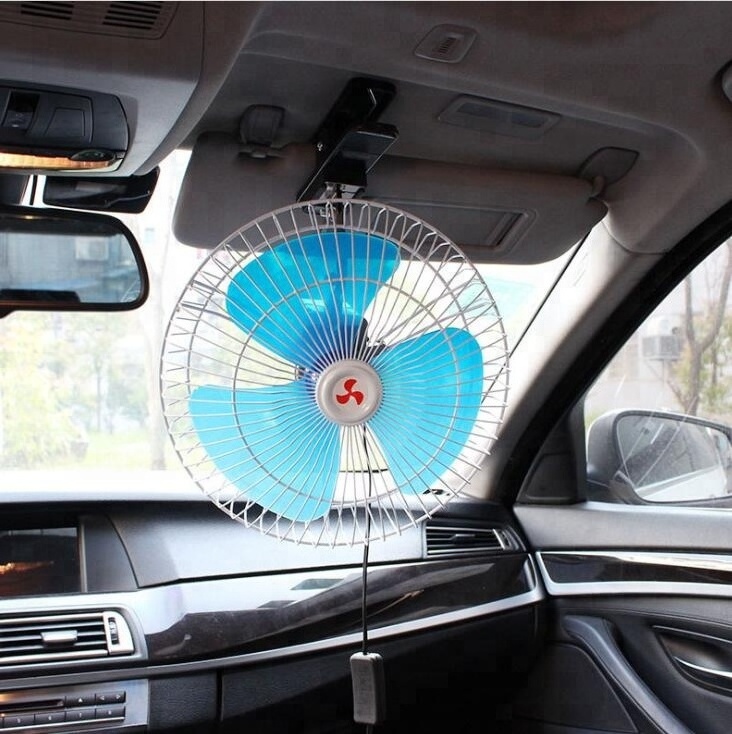 12V car cooling fan electric car fan small car fan with half safety metal guard