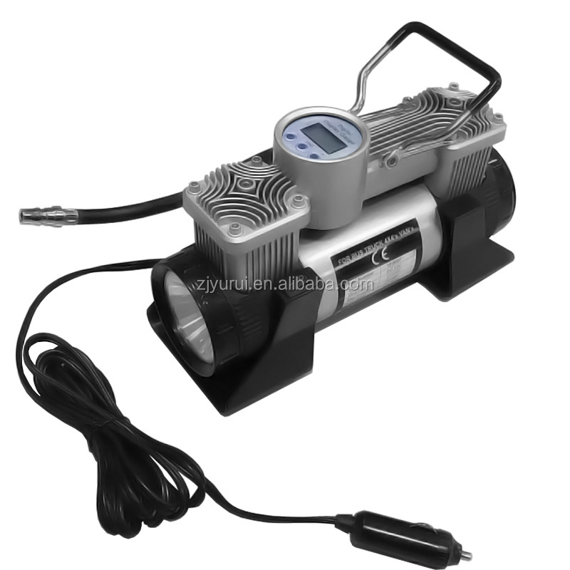 DC 12v 150psi air compressor yurui company for car 180W digital gauge tire inflate with LED lamp portable metal air pump