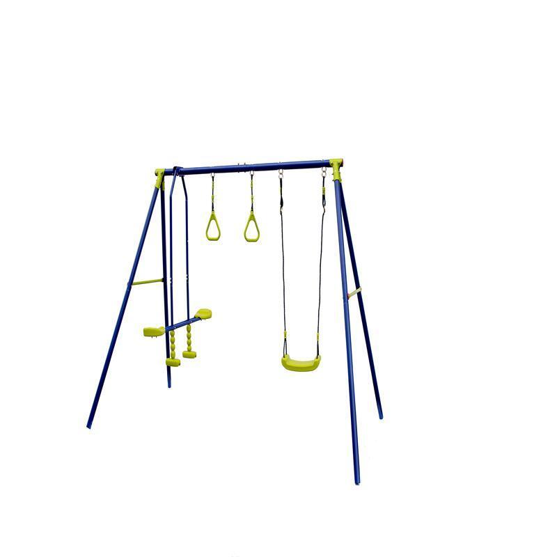 Outdoor children playground set seasaw swing monkey bars set for climbing