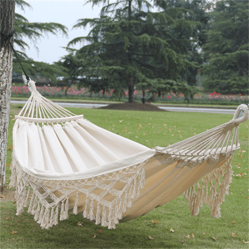 Outdoor Leisure Hammock Cotton Hammock With Tassel Brazilian Macrame