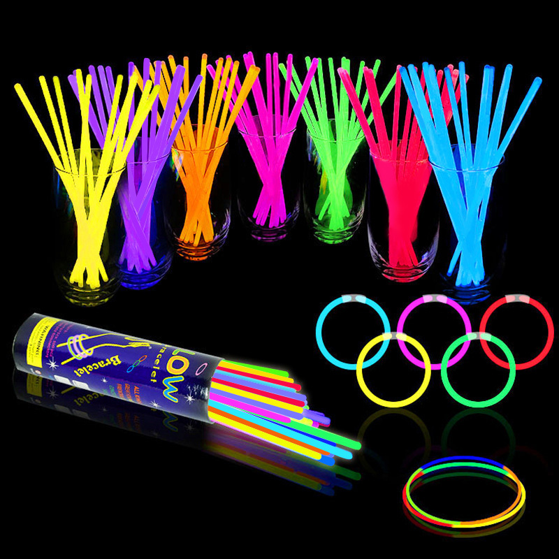 100 Pcs Party Fluorescence Light Glow Sticks Bracelets Necklaces Neon For Wedding Party Glow Sticks Colorful Glow Stick