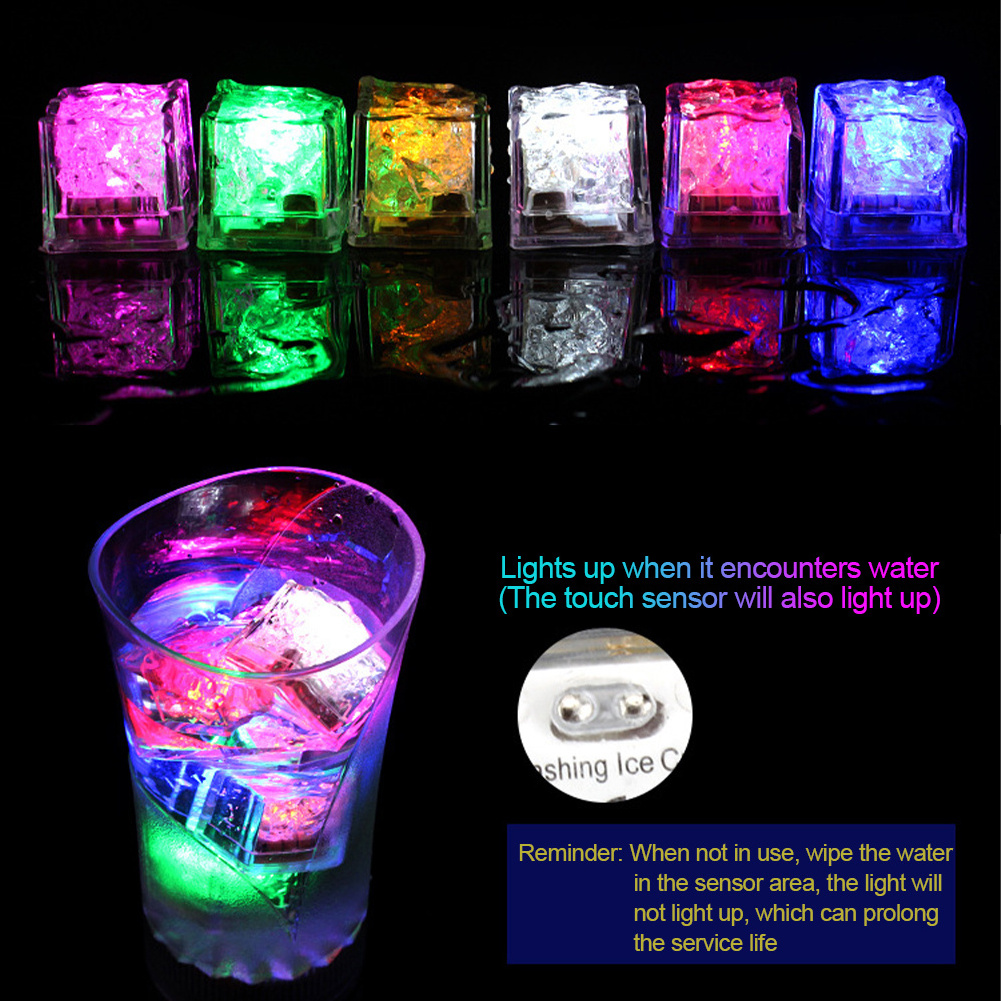 Reusable Glowing Flashing Multi Color Liquid Sensor Led Light Up Ice Cubes for Drinks Club Bar Party Wedding Holiday Decoration