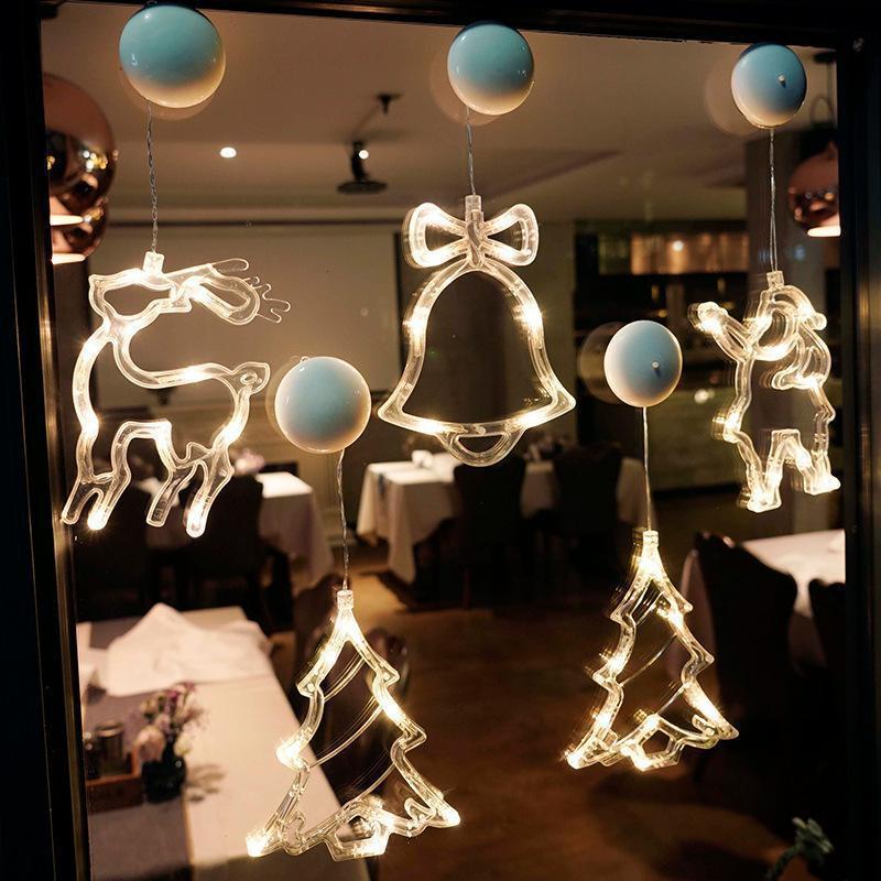 Christmas Decoration Christmas Sucker Lamp LED Lights Room Window Decoration Curtain Hanging Lamp Suction Cup Lamp