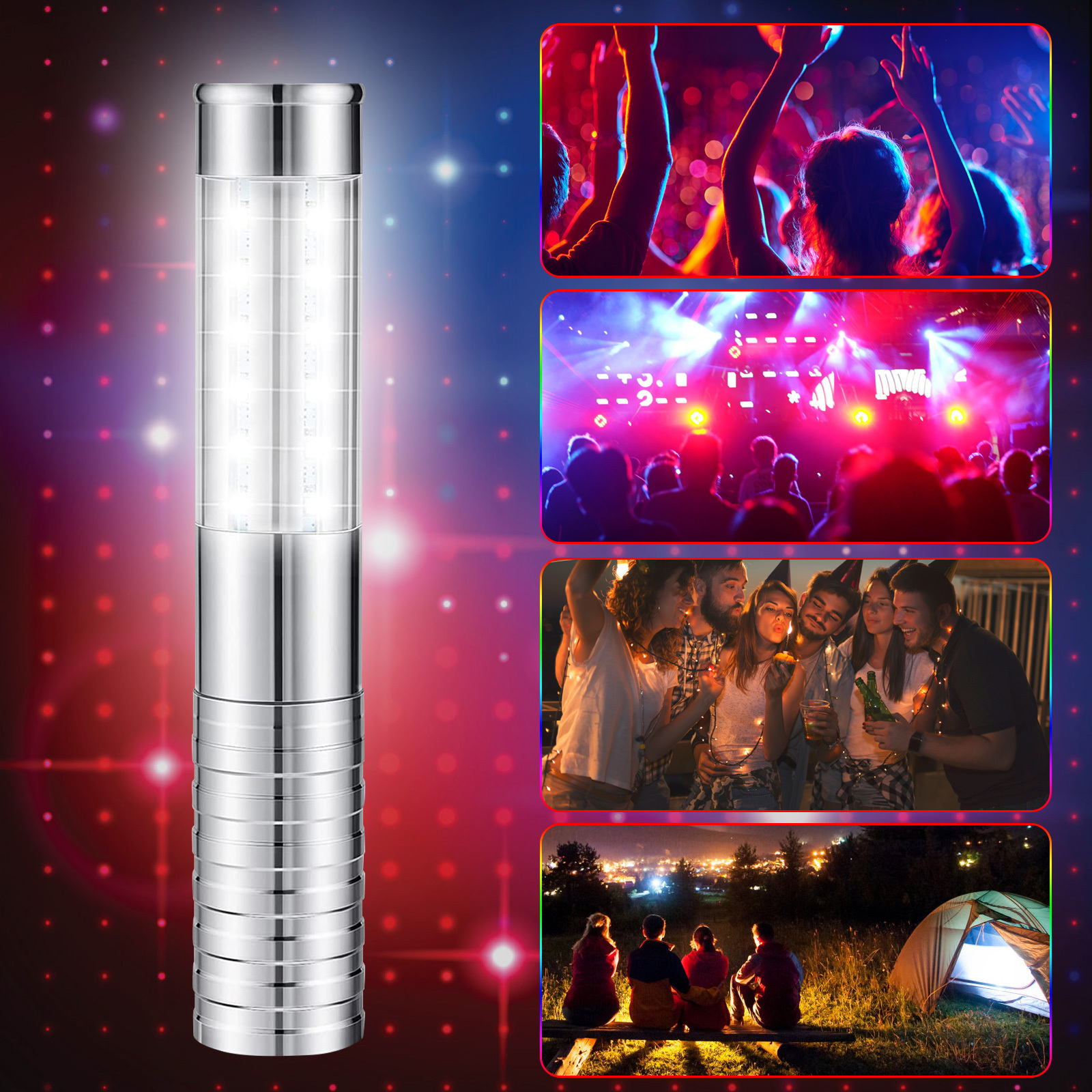 Customized Glow Wine Stick Aluminum Alloy Rechargeable Flashing LED Cham-pagne Bottle Sparklers Stick Strobe Baton For Bar Club