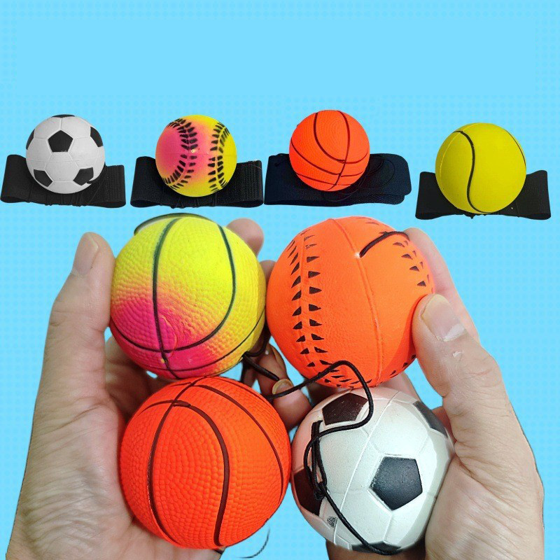 Sport Wrist Strap Return Balls Rubber Hand Game Exercises Bouncing Elastic Nylon String Kids Outdoor Toy Wrist Bounce Ball