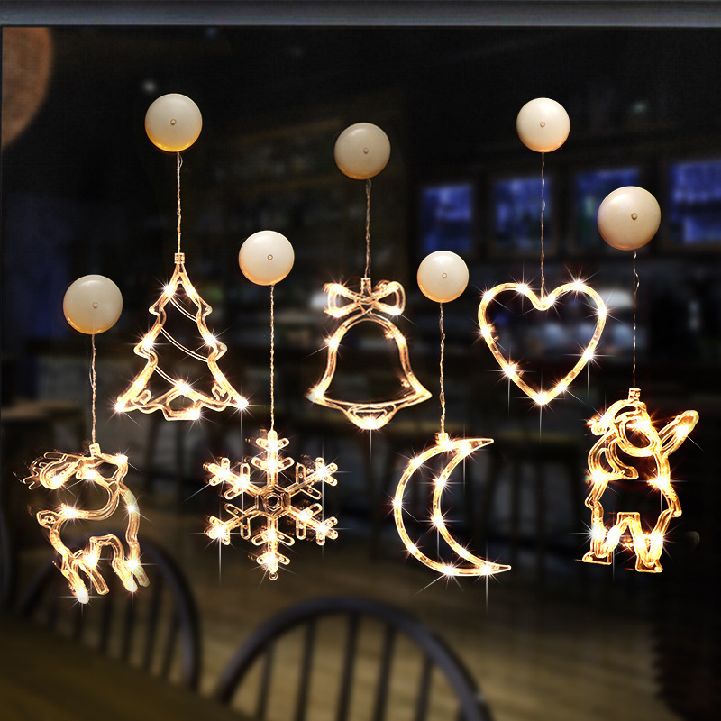 Christmas Decoration Christmas Sucker Lamp LED Lights Room Window Decoration Curtain Hanging Lamp Suction Cup Lamp