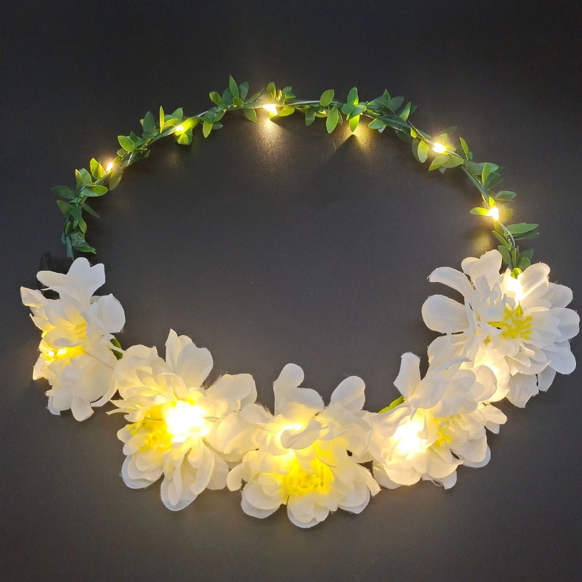 Birthday Party Garland Wedding Party Crown Flower Headband LED Lights Christmas Neon Garland Decoration Luminous Hair Garland