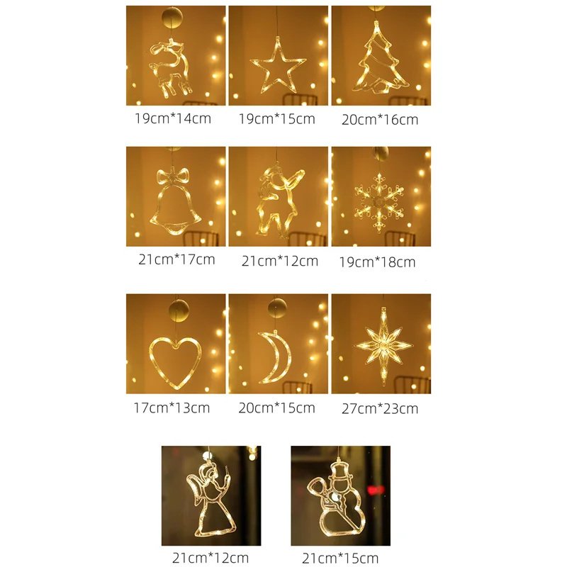 Christmas Decoration Christmas Sucker Lamp LED Lights Room Window Decoration Curtain Hanging Lamp Suction Cup Lamp